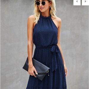 NWT Beachsissi Navy Halter Dress
